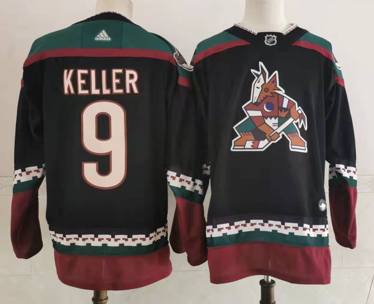 Men Arizona Coyotes #9 Keller Black Authentic Stitched 2022 Adidas NHL Jersey